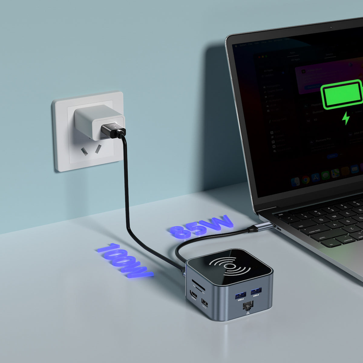 Wozinsky WHBC09Y8S USB-C Docking Station με HDMI 4K PD Ethernet Γκρι