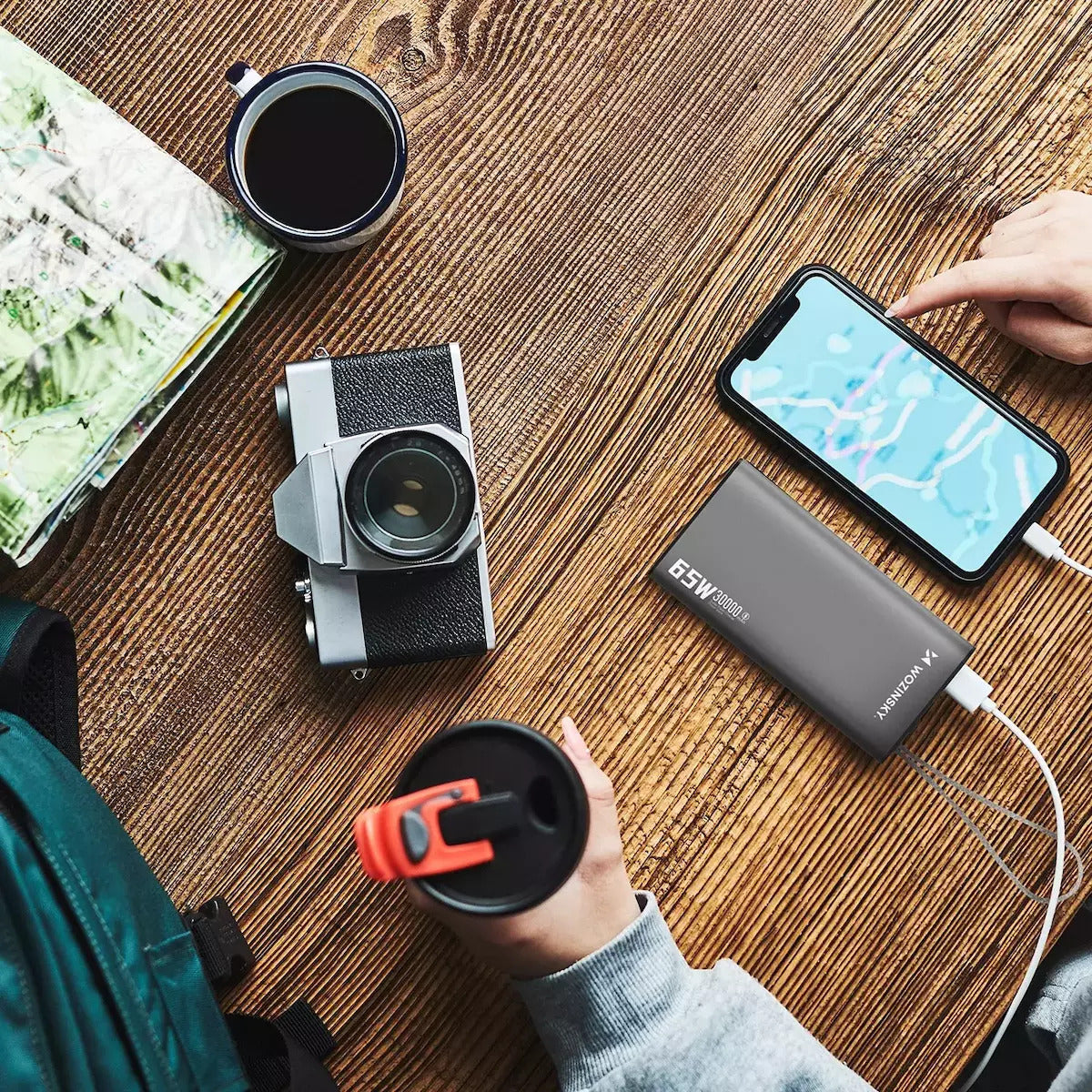Wozinsky K65+ Power Bank 30000mAh 65W με Θύρα USB-A και 2 Θύρες USB-C Power Delivery Μαύρο