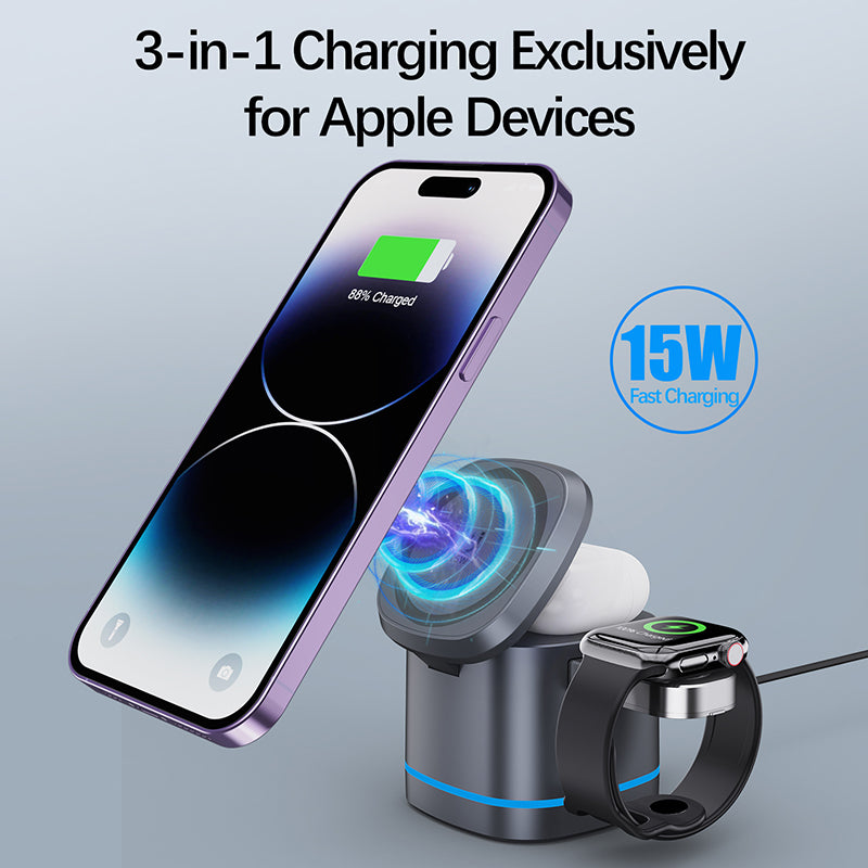 ασύρματος φορτιστής 3 σε 1 κινητό apple watch airpods