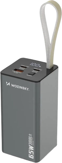 Wozinsky K65+ Power Bank 30000mAh 65W με Θύρα USB-A και 2 Θύρες USB-C Power Delivery Μαύρο