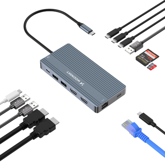 Wozinsky WDS03Y5S USB-C Docking Station με HDMI 4K PD Ethernet και σύνδεση 3 Οθονών Γκρι