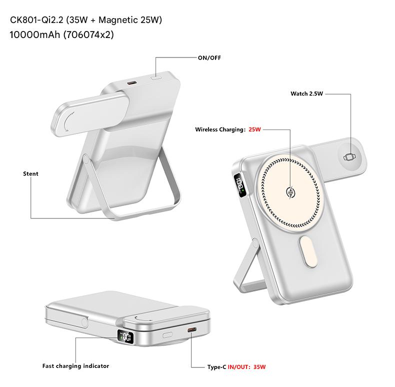 qi2 magnetic powerbank 10000mah 25w ασύρματη φόρτιση