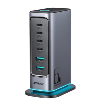 Joyroom GaN Charging Station with 2 USB-A Ports and 4 USB-C Ports 65W in Gray (JR-TCM02)