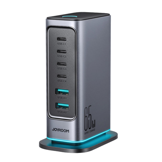 Joyroom Βάση Φόρτισης GaN με 2 Θύρες USB-A και 4 Θύρες USB-C 65W σε Γκρι χρώμα (JR-TCM02)